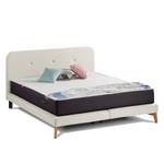 SmoodSpring Bett II Webstoff / Eiche massiv - Creme - 200 x 200cm