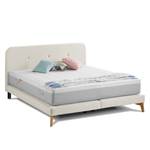 SmoodSpring Bett II Webstoff / Eiche massiv - Creme - 160 x 200cm