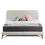 SmoodSpring Bett II Webstoff / Eiche massiv - Creme - 160 x 200cm