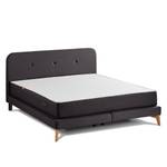 SmoodSpring Bett II Webstoff / Eiche massiv - Anthrazit - 160 x 200cm