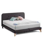 SmoodSpring Bett II Webstoff / Eiche massiv - Anthrazit - 160 x 200cm