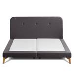 SmoodSpring Bett II Webstoff / Eiche massiv - Anthrazit - 180 x 200cm