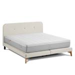 SmoodSpring Bett II Webstoff / Eiche massiv - Creme - 180 x 200cm