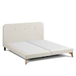 SmoodSpring Bett II Webstoff / Eiche massiv - Creme - 180 x 200cm