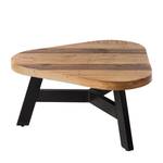 Salontafel TAMATI - hoogte 35 cm oud pijnboomhout/metaal - donker pijnboomhout/zwart