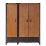 Armoire Manchester II Partiellement en acacia massif - Acacia / Anthracite - 166 cm (3 portes) - Largeur : 166 cm