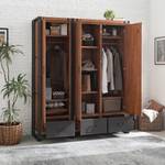 Armoire Manchester II Partiellement en acacia massif - Acacia / Anthracite - 166 cm (3 portes) - Largeur : 166 cm