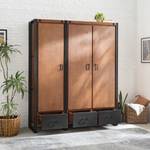 Armoire Manchester II Partiellement en acacia massif - Acacia / Anthracite - 166 cm (3 portes) - Largeur : 166 cm