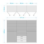 Drehtürenschrank Hildesheim Alpinweiß - Breite: 271 cm - Mit Spiegeltür/-en