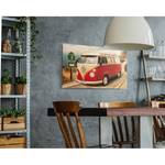 Impression d’art Volkswagen Bulli II Beige - Rouge - Bois manufacturé - Papier - 90 x 60 x 2 cm