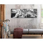 Impression d’art Tigerblick I Gris - Blanc - Bois manufacturé - Papier - 156 x 52 x 2 cm