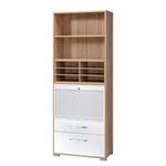 Gecombineerde kast Merit II eikenhouten look/hoogglans wit