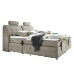 Letto boxspring Neiras Grigio sabbia - 180 x 200cm - Topper in schiuma fredda