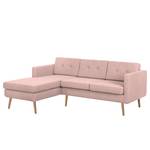 Ecksofa Croom Webstoff Polia: Mauve - Longchair davorstehend links - Mit Hocker