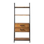 Open kast Atelier IV Zwart - Bruin - Metaal - Massief hout - 80 x 195 x 40 cm