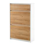 Schoenenkast Sanza I balken-eikenhouten look/hoogglans wit - Eikenhouten look/hoogglans wit