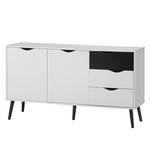 Sideboard Sunndal Gummibaum teilmassiv - Weiß / Schwarz