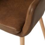 Chaise à accoudoirs Leedy IV Imitation cuir / Chêne massif - Marron