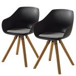 Chaises à accoudoirs Skelde I Matière plastique / Hévéa massif - Noir - Lot de 2