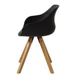 Chaises à accoudoirs Skelde I Matière plastique / Hévéa massif - Noir - Lot de 2