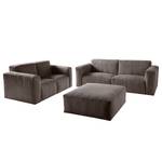 Polstergarnitur 3-2-Hocker LORALAI Cord - Cordstoff Lola: Espresso