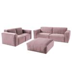 Bankstellen 3-, 2-zits, hocker LORALAI Velours Ravi: Mauve