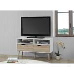 Meuble TV Sunndal III Marron - Blanc - En partie en bois massif - 99 x 43 x 39 cm