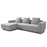 Ecksofa FINNY 2,5-Sitzer mit Longchair Webstoff Saia: Hellgrau - Longchair davorstehend links - Sitztiefenverstellung