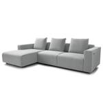 Ecksofa FINNY 2,5-Sitzer mit Longchair Webstoff Saia: Hellgrau - Longchair davorstehend links - Sitztiefenverstellung