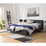 Gestoffeerd bed Mitchell geweven stof - Antraciet - 180 x 200cm