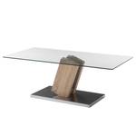 Tavolino Bleik Vetro di sicurezza/acciaio inossidabile - decorazione quercia /argento