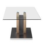 Tavolino Bleik Vetro di sicurezza/acciaio inossidabile - decorazione quercia /argento