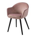 Armleunstoel Hallund II Fluweel/massief rubberboomhout - zwart - Oud pink