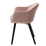 Armleunstoel Hallund II Fluweel/massief rubberboomhout - zwart - Oud pink