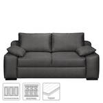 Boxspring-Schlafsofa Mandeville Strukturstoff - Dunkelgrau