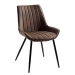 Chaises capitonnées Midge (lot de 2) Microfibre / Acier - Marron / Noir - Marron - Lot de 2