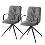 Chaises à accoudoirs Fallon (lot de 2) Velours / Acier - Noir / Gris clair