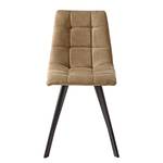 Chaise capitonnée Donnell Microfibre / Acier - Marron clair / Noir - Marron clair - Lot de 2