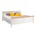 Massief houten bed Bergen massief grenenhout - Wit grenenhout/loogkleurig grenenhout - 200 x 200cm