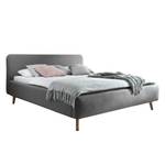 Gestoffeerd bed MATTIS 200 x 200 cm - Geweven stof Asha: Lichtgrijs - 160 x 200cm - Zonder lattenbodem & matras