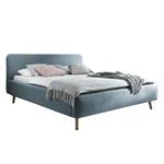 Gestoffeerd bed MATTIS 160 x 200 cm - Geweven stof Asha: Ijsblauw - 140 x 200cm - Zonder lattenbodem