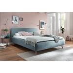 Gestoffeerd bed MATTIS 160 x 200 cm - Geweven stof Asha: Ijsblauw - 140 x 200cm - Zonder lattenbodem