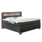 Boxspringbett Nevada Webstoff - 180 x 200 cm - Anthrazit / Schlammeiche Dekor - Kaltschaumtopper