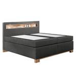 Boxspringbett Nevada Dunkelblau/ Plankeneiche - Ohne Topper - Anthrazit / Plankeneiche Dekor - Ohne Topper