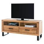 Tv-meubel Loxton I Deels massief eikenhout/metaal - eikenhout/zwart