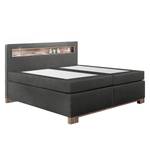 Lit boxspring Nevada Tissu - 180 x 200 cm - Anthracite / Chêne tourbe - Sans surmatelas