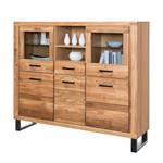 Highboard Loxton Deels massief eikenhout/metaal - eikenhout/zwart