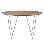 Eettafel Mecosta metaal - Notenboomhout/Chroomkleurig - Diameter: 120 cm