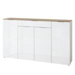 Sideboard Cetano Hochglanz Weiß / Eiche Navarra Dekor - Breite: 179 cm