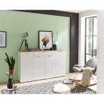 Dressoir Cetano Hoogglans wit / Navarra eikenhouten look - Breedte: 179 cm